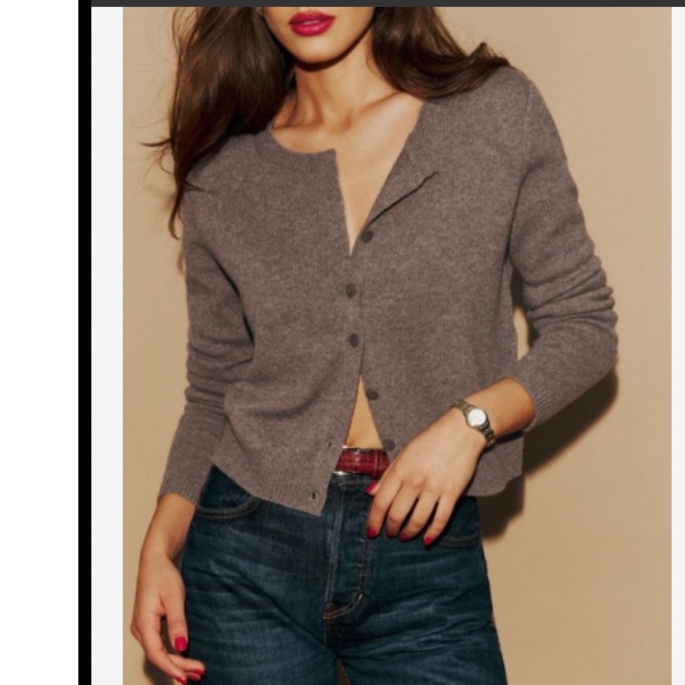 Reformation Hannah NATIVA Merino Wool Ribbed Cardigan Sweater Medium minimalist